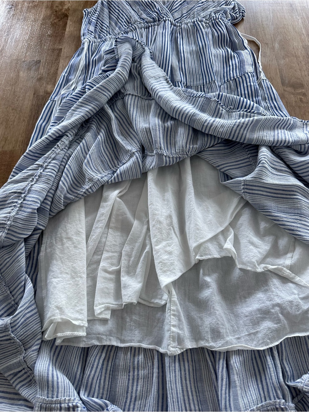 Max Studio Blue and White Striped Tiered Maxi Dress - Picture 8 of 9